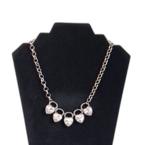 Paparazzi Silver Toned Heart on Your Heels Rhinestone Gem Earrings Necklace Set